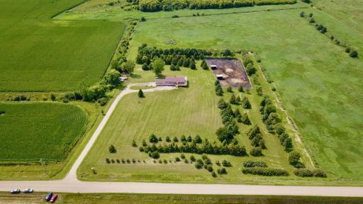 Aerial view from 600th Avenue. Plenty of space to add other buildings, garden area, fruits trees or play sets!