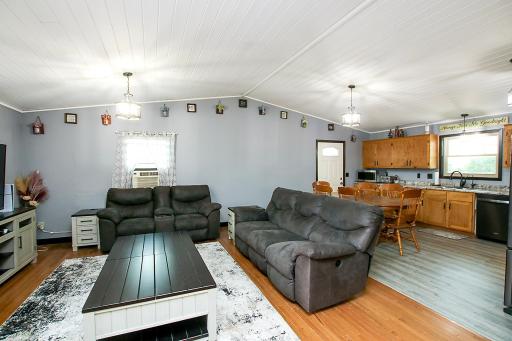 Vaulted ceilings in the living room help you feel how expansive this space really is!