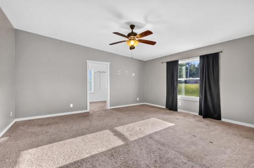 Part of this addition is this massive main level primary bedroom measuring 16 x18, freshly painted walls and attached 7 x 19 walk in closet with a window.
