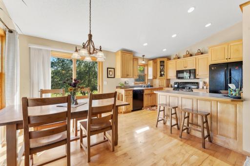 Dining are with patio door over looking yard
