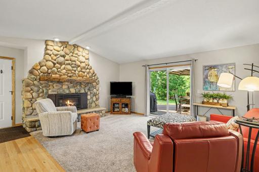 Check out the impressive fireplace with gas insert