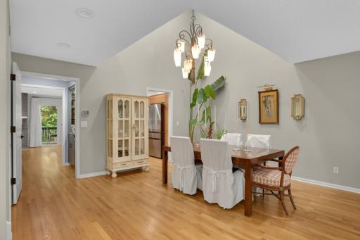 Dining room with soaring ceilings