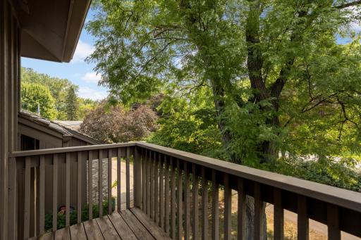 This deck overlooks the front of the home
