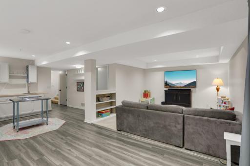 The lower level family room has worked fabulus for grandkids to play and have lots of fun