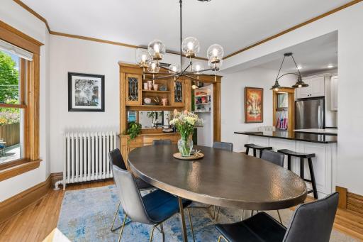 Classic built-in buffet with updated decor offer the perfect balance.