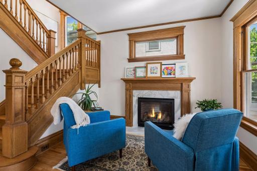 New gas fireplace was added to create the perfect cozy reading space!