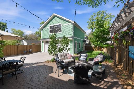 Large patio, beautifully landscaped yard, and just the right amount of private backyard space.