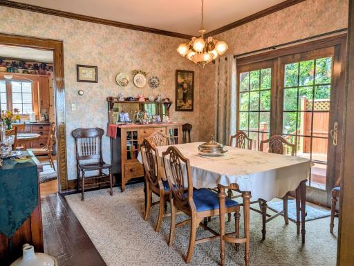 Formal dining room with doors to the deck