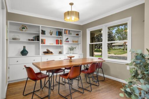 Formal Dining Room with Built-In Shelving