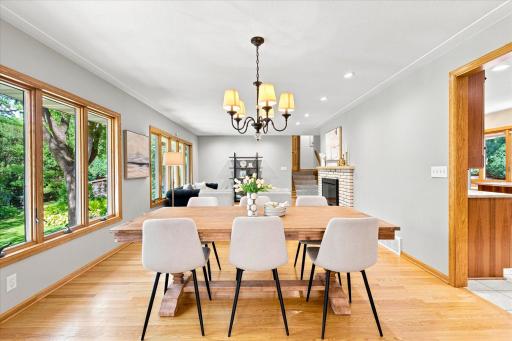 This spacious dining area opens up to the living room
