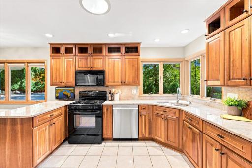 The work space is sunny and functional for the serious chef.
