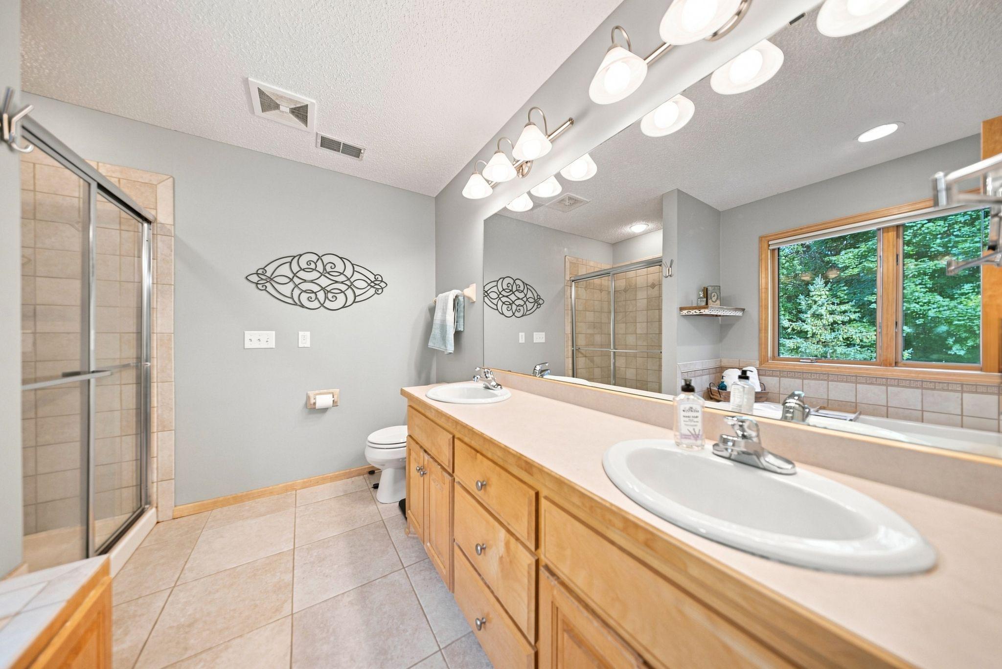Extra counter space and full vanity