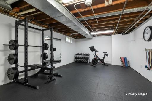 This lower level could be the perfect workout area