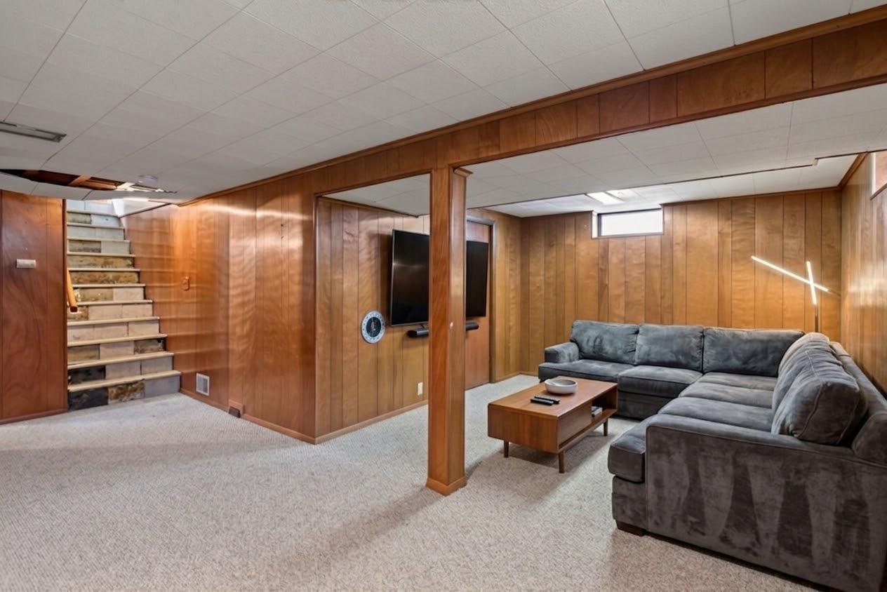 Lower level recreation room - Virtually Staged