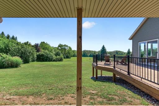 View from covered patio behind the garage