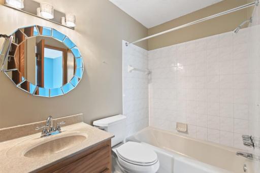 Upper level bath walks into primary bedrooom