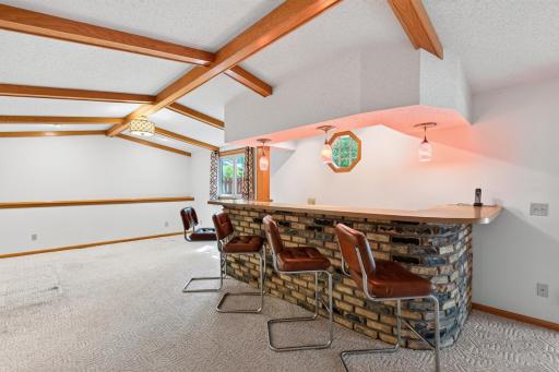 Built in wet bar in huge 37 foot family room. The other end could easily be transformed into a 4th bedroom
