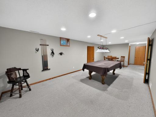 Family room being used for billiards room