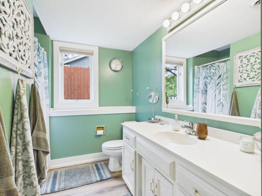 Lower level 3/4 bathroom with window