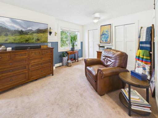 Primary bedroom features 4 closets!