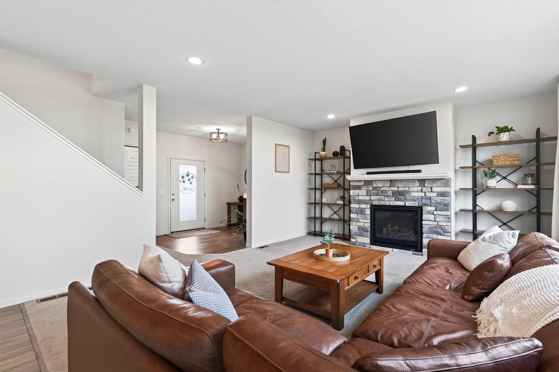 Living room with gas fireplace