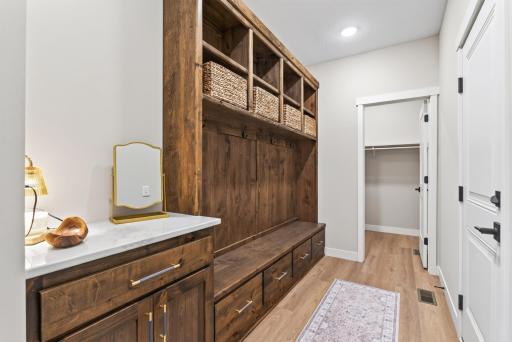 Locker Cabinets and large closet off garage