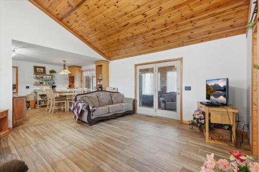 Living Room with French Doors and Three Season Porch
