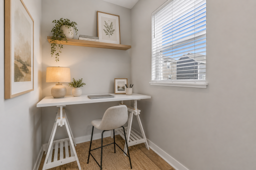Pocket office or coffee bar area situated right off the kitchen (virtually staged)