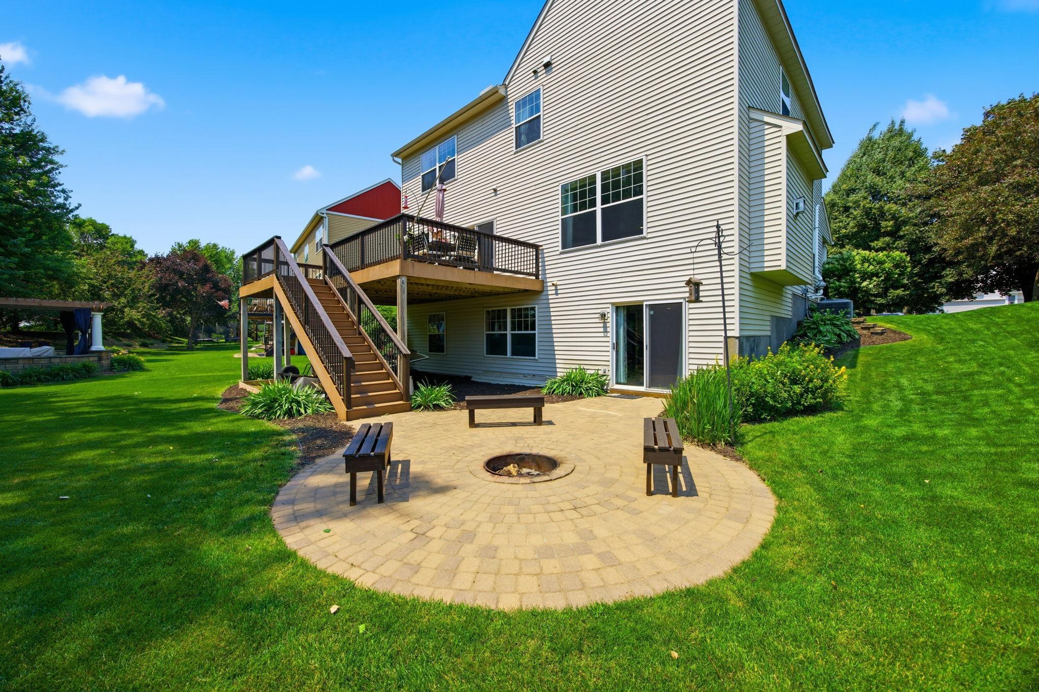 Paver patio with built in bonfire pit