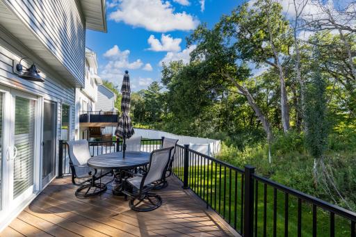 Deck overlooking private backyard