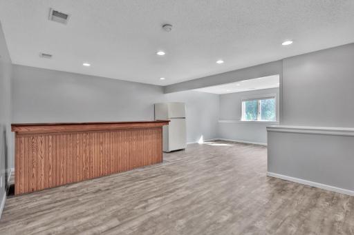 Lower Level Family Room with Bar - with Lookout Window -Recessed Lighting