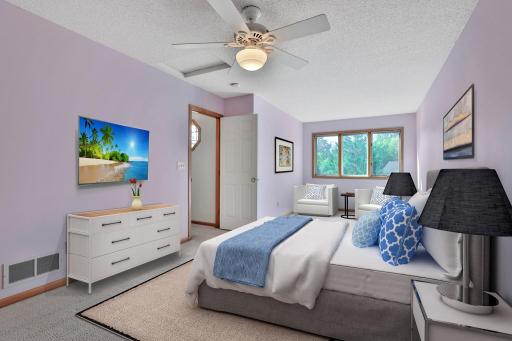 Upper Level Bedroom with large closet - Full Bath and Loft Area - Virtually Staged