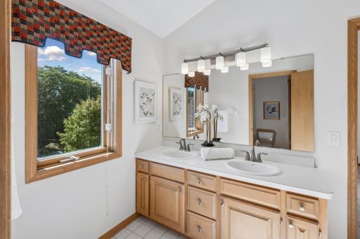 Jack and Jill bathroom connects bedrooms two and three