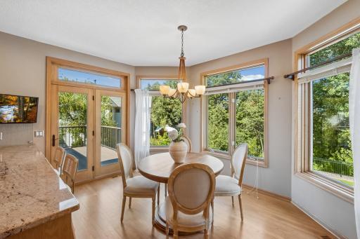 Eat in kitchen that overlooks the backyard and deck