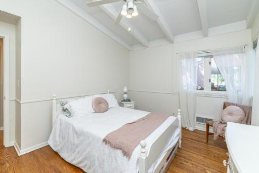 Vaulted Beamed Ceilings and Oak Hardwood Floors