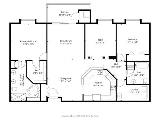 Top Floor Floorplan 2BR 2BA plus DEN 1508 finished square feet