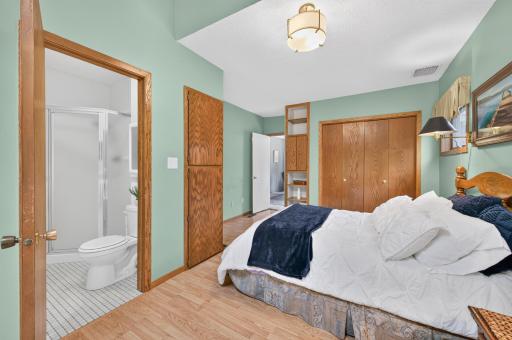 Primary suite includes its own private 3/4 bath and great closet storage.
