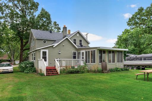 A deck just off the home provides another spot to entertain or relax.