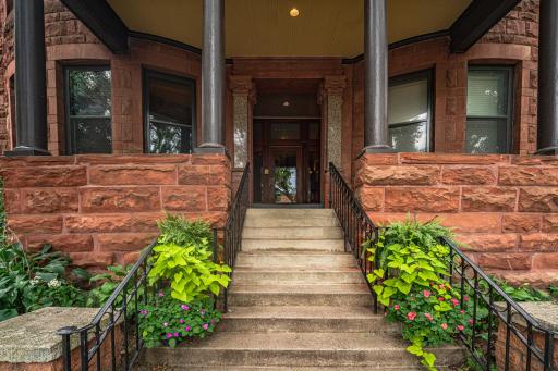 A grand entrance with a huge front porch (the left side is dedicated to the use of this unit) greets you.