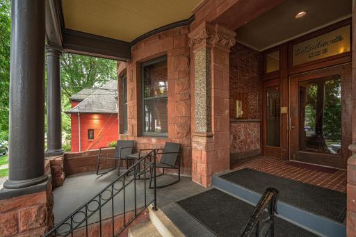 The left side of this covered front porch (when approaching the building) is for the exclusive use of this unit.
