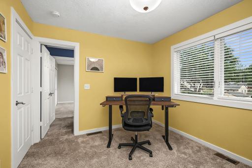 This room is connected to a Jack & Jill full bathroom and the upper hallway.
