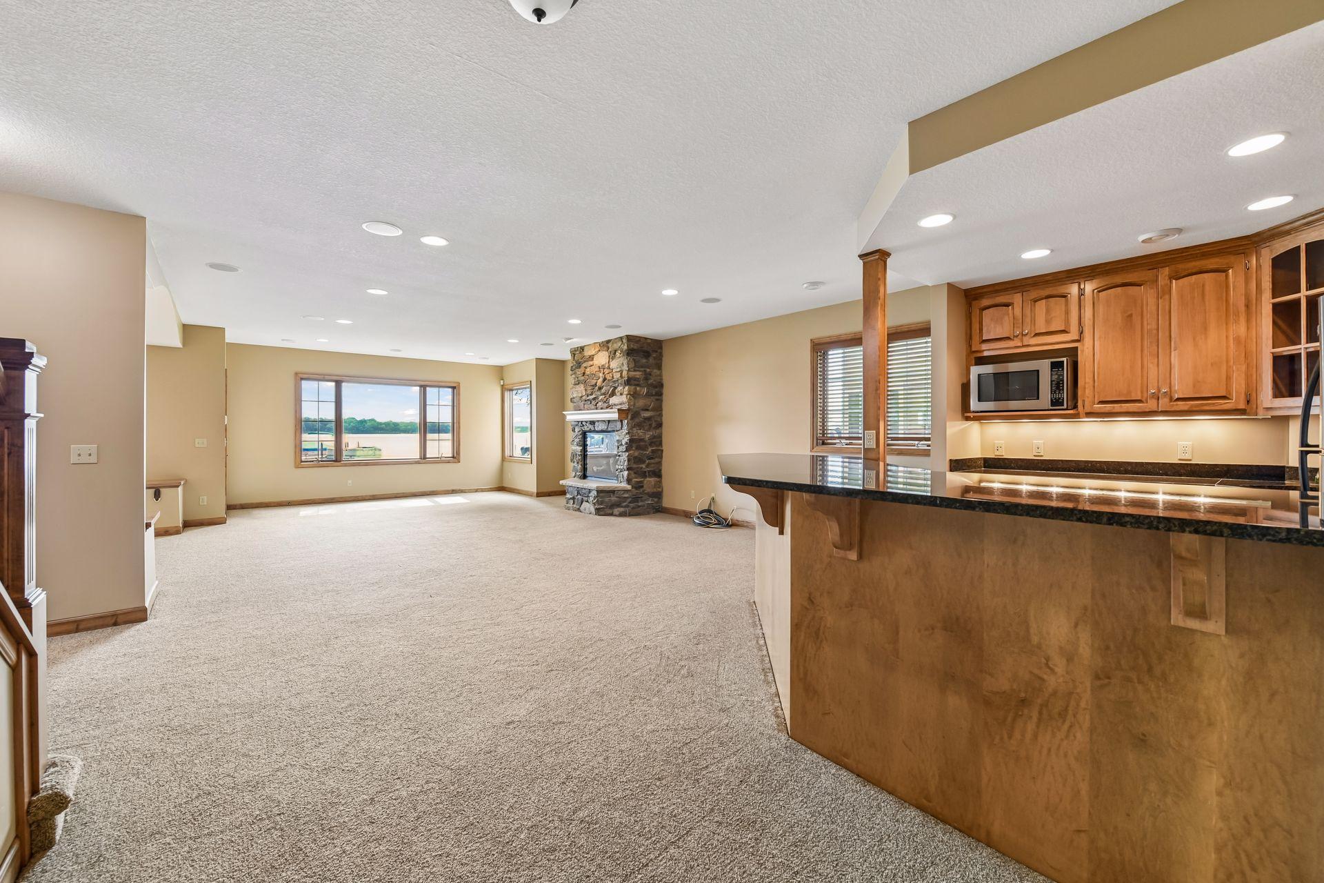 Lower level with heated floors. Walk out to the lake without a hill or steps.