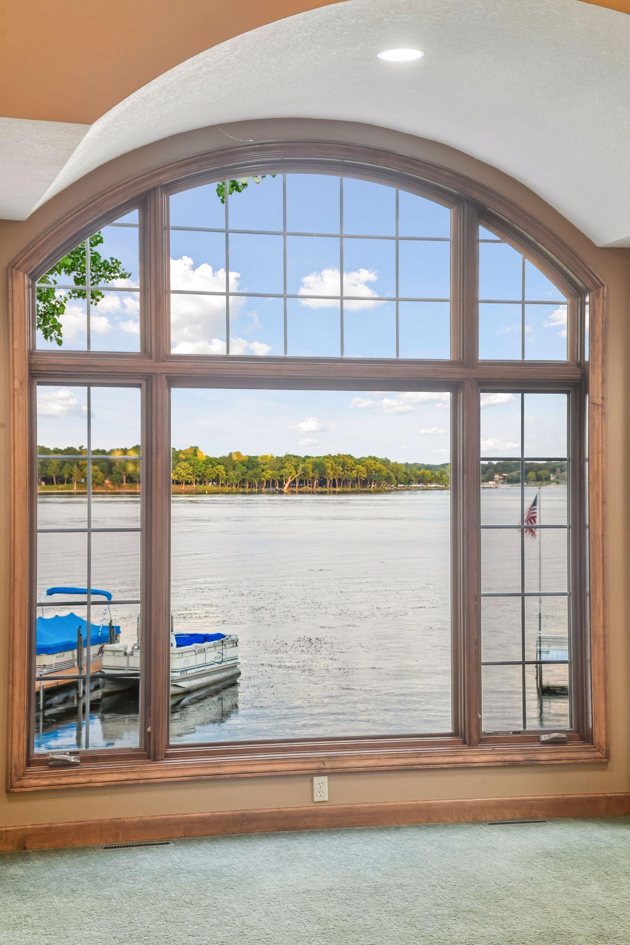 Breathtaking lake views from the living room.