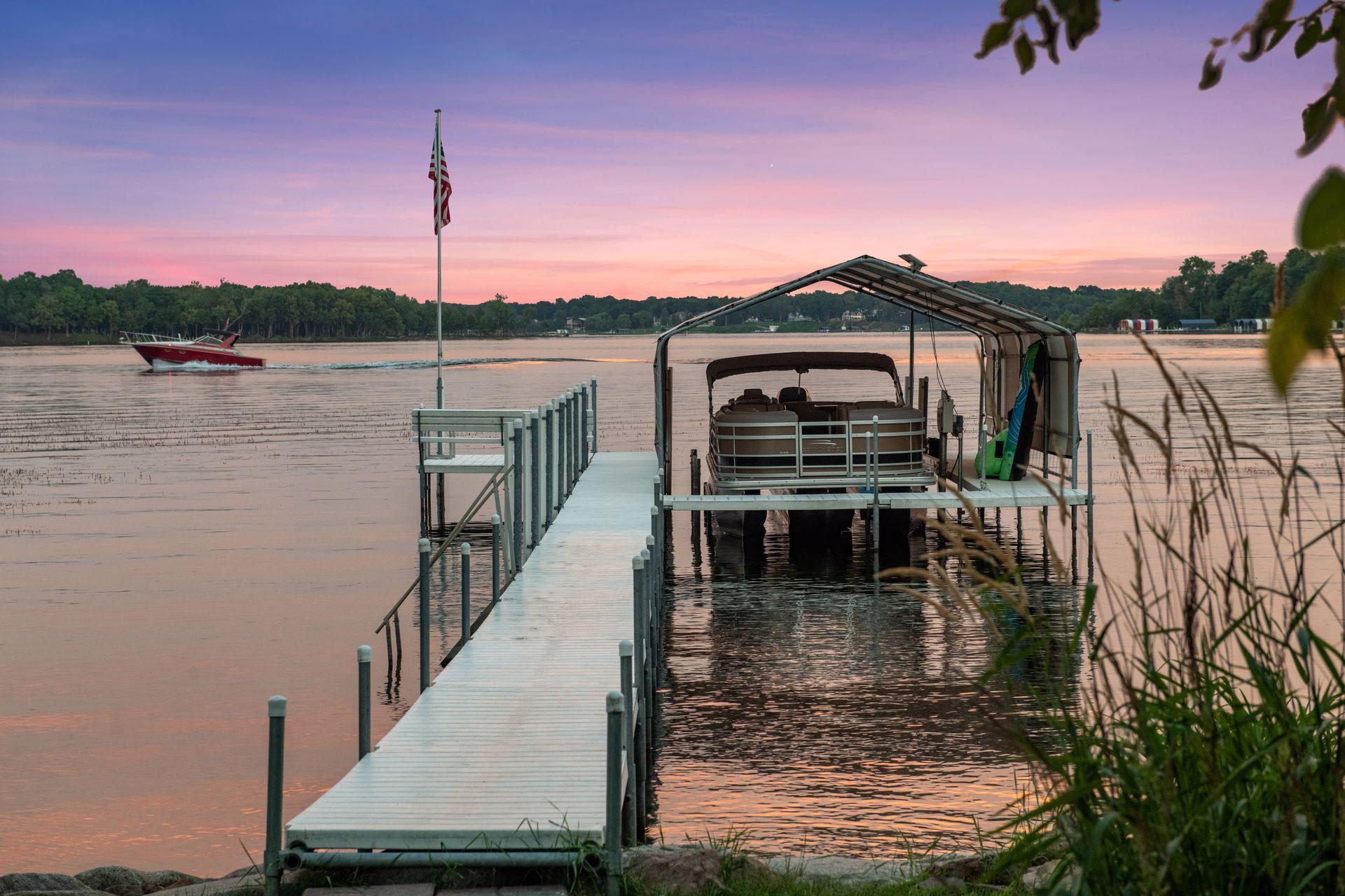 Private dock and slip on approximately 86 feet of shoreline.