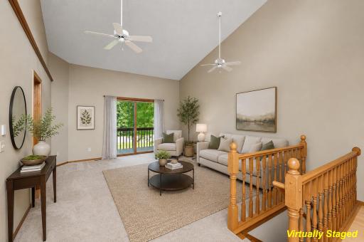 Inviting Living Room with Vaulted Ceilings