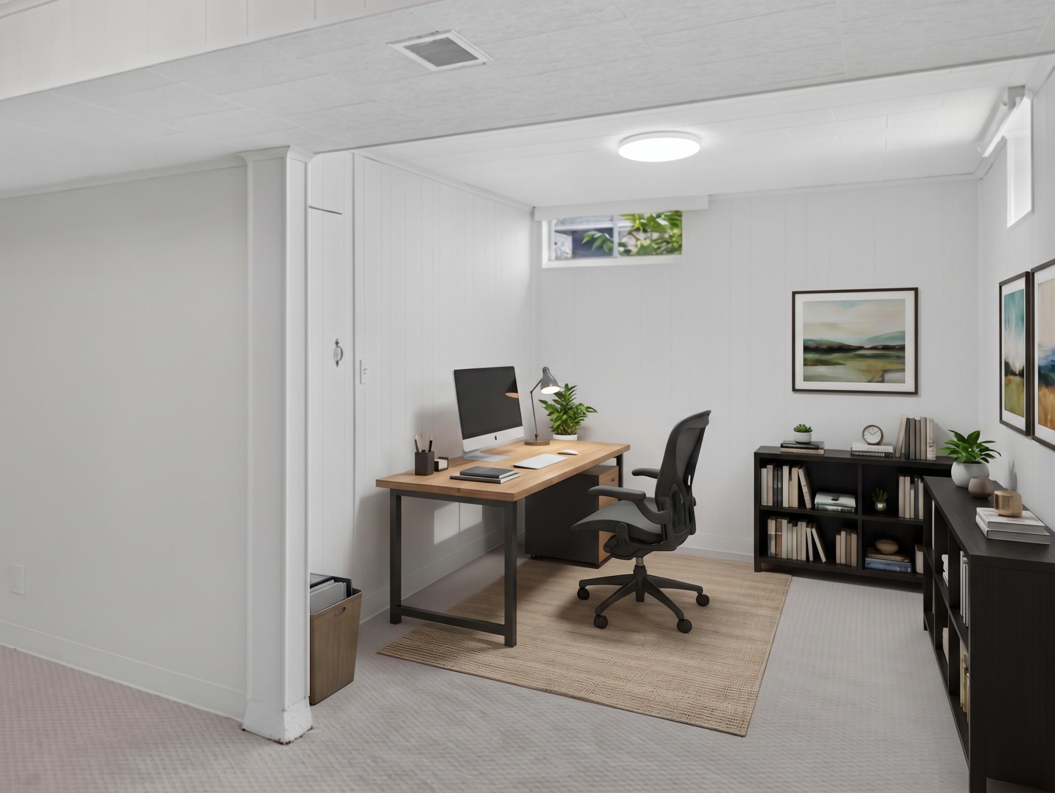 Lower Level: office or play room (virtually staged)