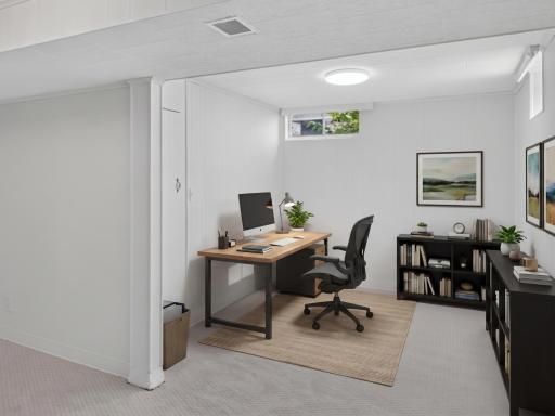 Lower Level: office or play room (virtually staged)
