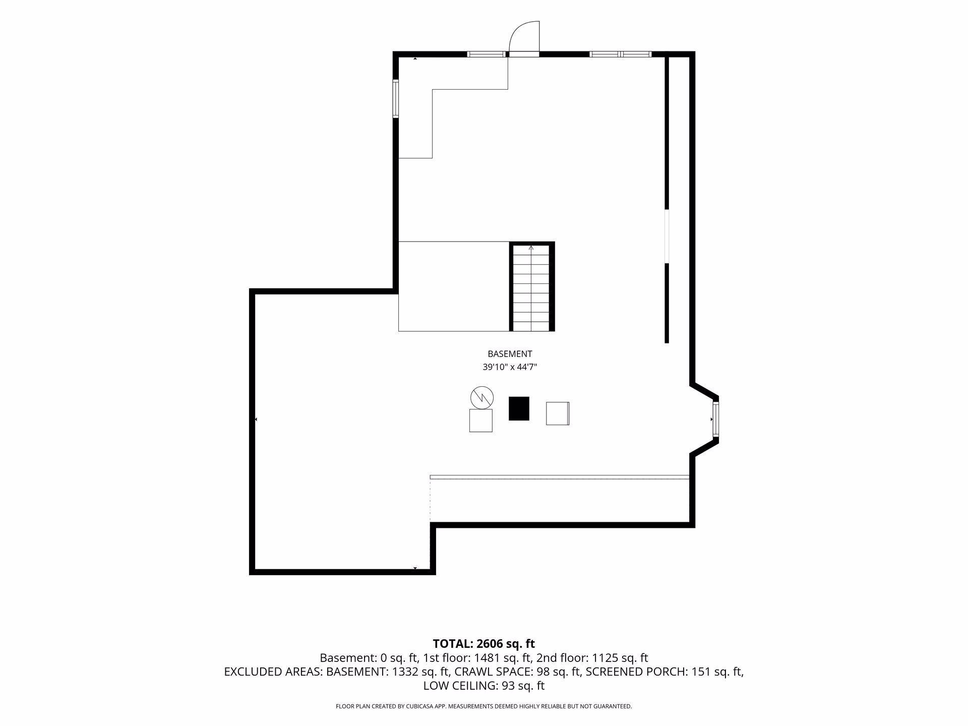Basement floorplan - access to backyard through cellar doors