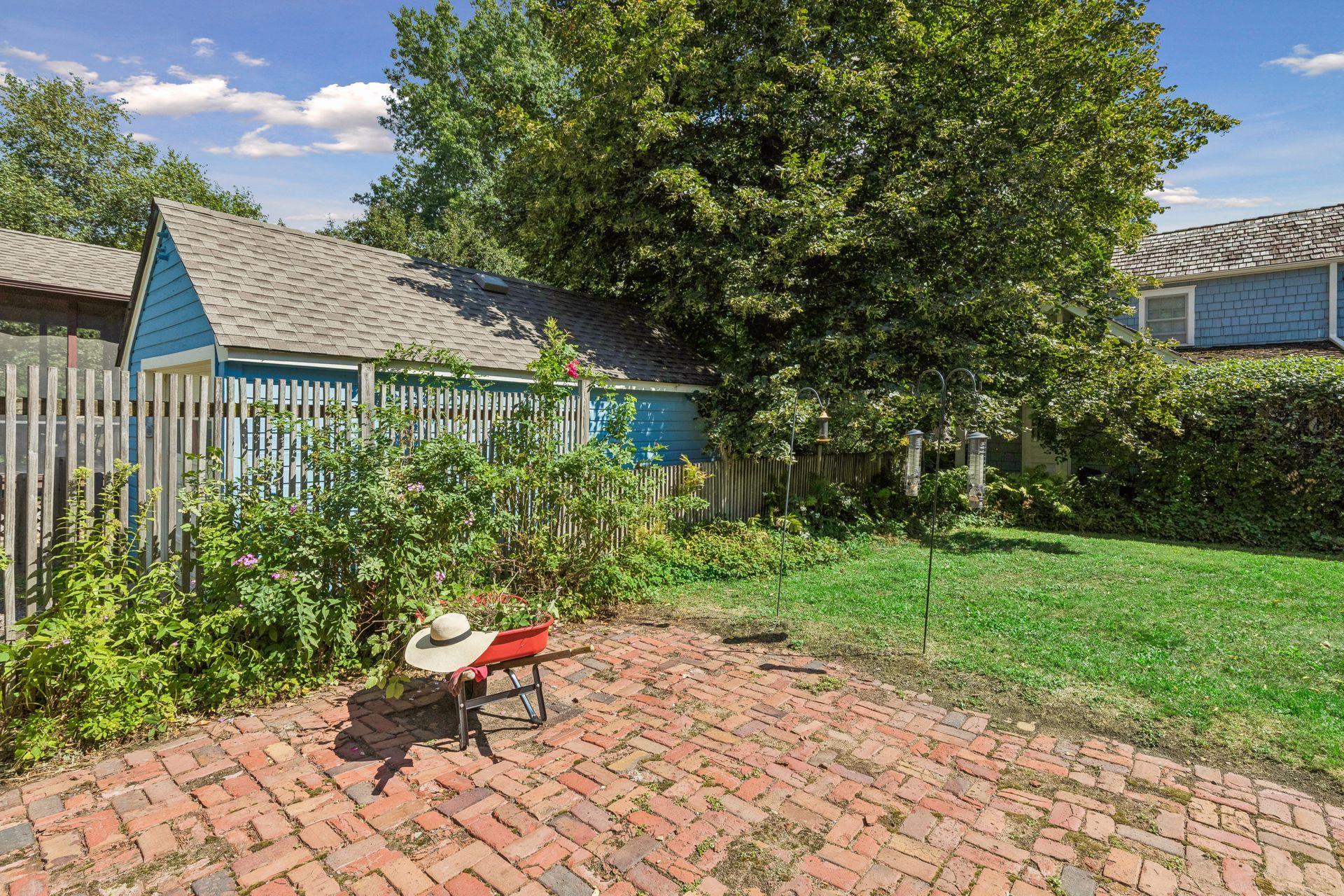 Partially fenced backyard