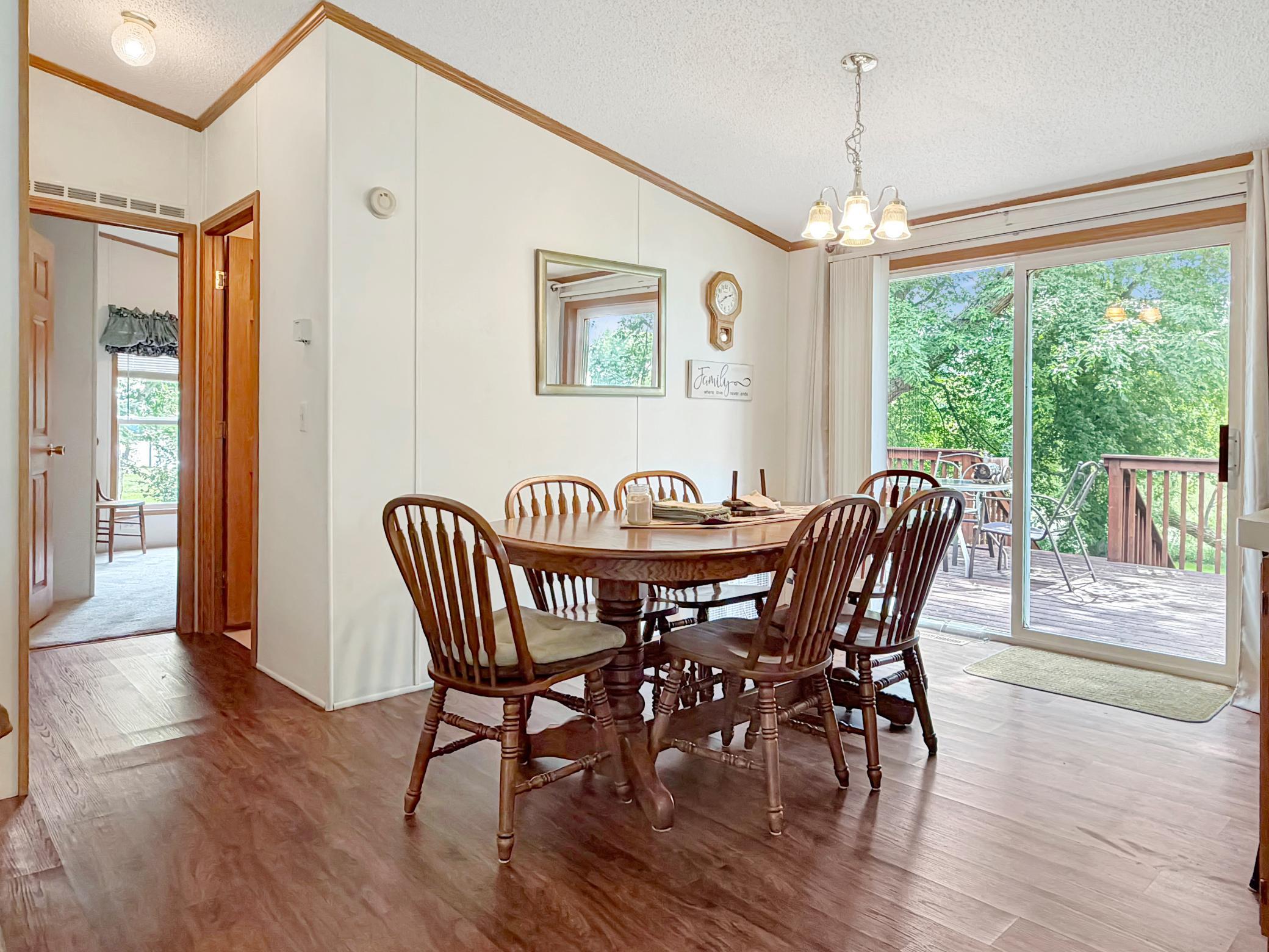 Dining Room with direct access to back deck